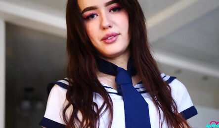 Секс с студенткой в бритую киску до оргазма!