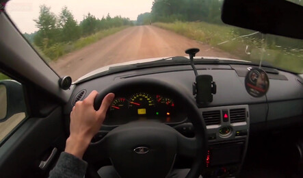 Девушка с деревни дала незнакомцу в машине