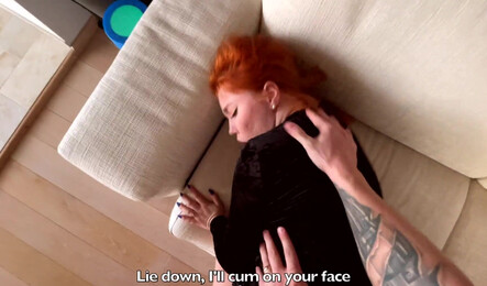 Русское порно с разговором с рыжей русской женой