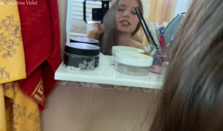 Домашний секс в ванной с окончанием в ротик